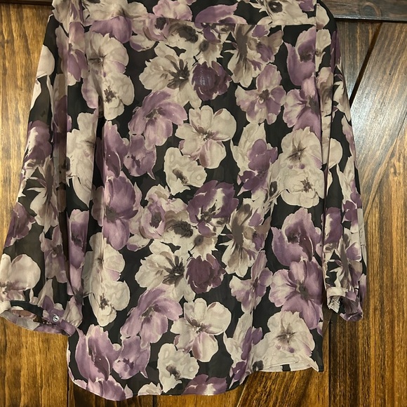 American Living Purple and Black Floral Blouse - Picture 4 of 9